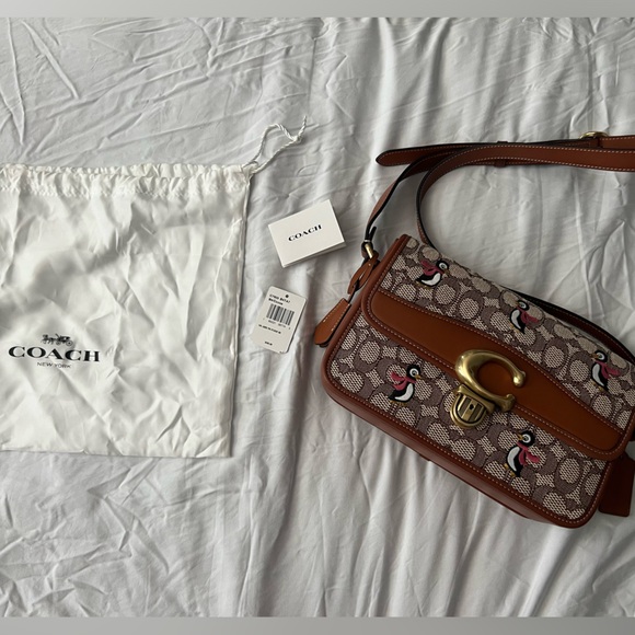 Coach Studio Shoulder Bag In Signature Jacquard With Penguin Motif - Picture 1 of 10